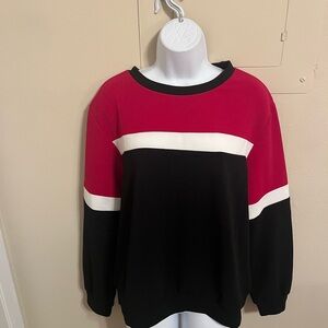 Colorblock Crewneck Sweater - Red, White, and Black